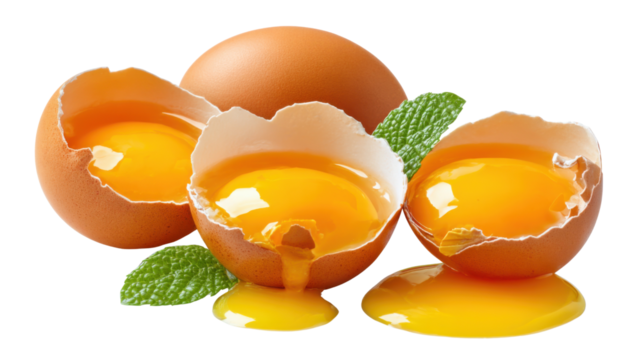 broken egg on white background