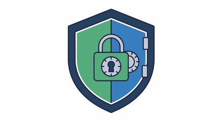 Digital security shield with padlock symbolizing protection and safety