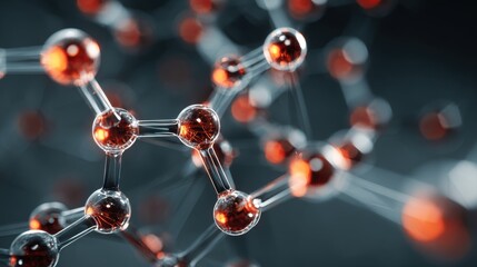 Molecules, 3D model. Atoms, chemical bonds, biomolecules molecular nano structure. Innovation in science, DNA, medicine, education. Chemistry science research, biology, pharmaceuticals biotechnology