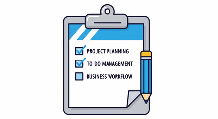 Clipboard with checklist for project planning and task management, with a pencil.
