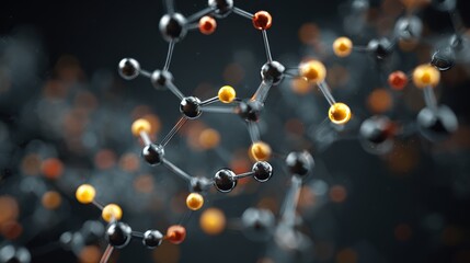Molecules, 3D model. Atoms, chemical bonds, biomolecules molecular nano structure. Innovation in science, DNA, medicine, education. Chemistry science research, biology, pharmaceuticals biotechnology
