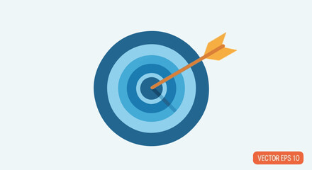 Arrow hitting center of target, symbolizing success and achievement