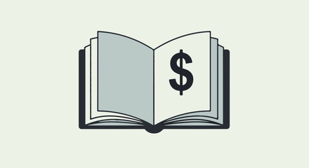 Open book with dollar sign symbolizing financial knowledge and learning