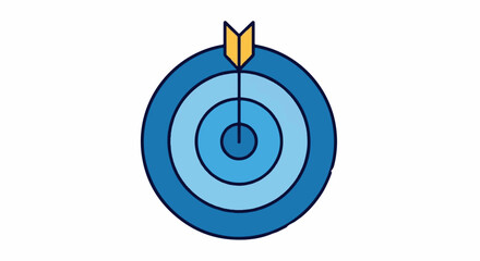 Golden arrow hitting the bullseye of a blue target, representing achievement and success.