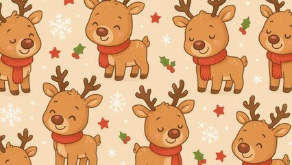 Obraz premium Cute festive reindeer pattern
