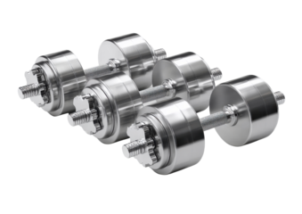 Strength in Steel: A close-up shot of gleaming, metallic dumbbells on display, symbolizing physical fitness and the pursuit of strength.