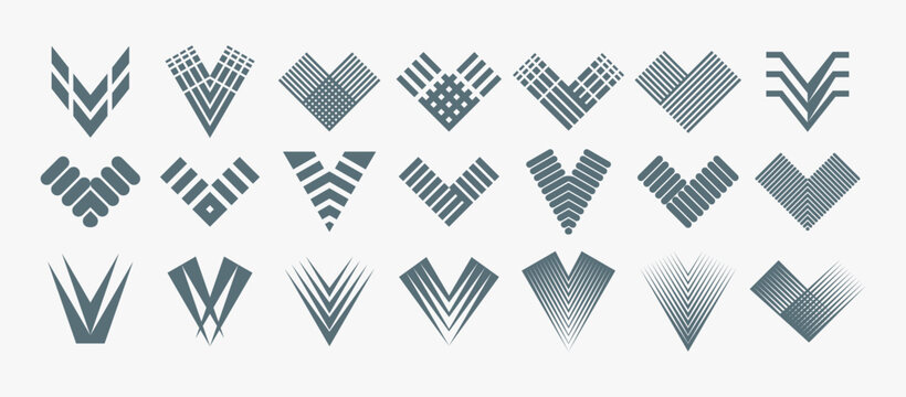 Stripe line checklist initial letter V logo set