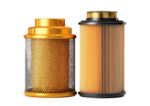 Air Filters: Two cylindrical air filters, showcasing intricate designs and textures, stand as a testament to engineering and technological progress.