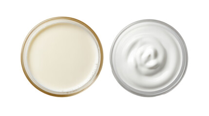 Two oval containers showing cream and lotion isolated on transparent background