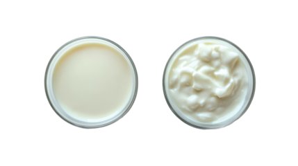 Two oval shaped shells one empty and one with pearls isolated on transparent background