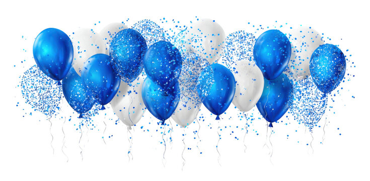 Festive Ascension: A cluster of balloons, with bursts of vibrant color, rises in a celebratory symphony, accompanied by floating confetti. 
