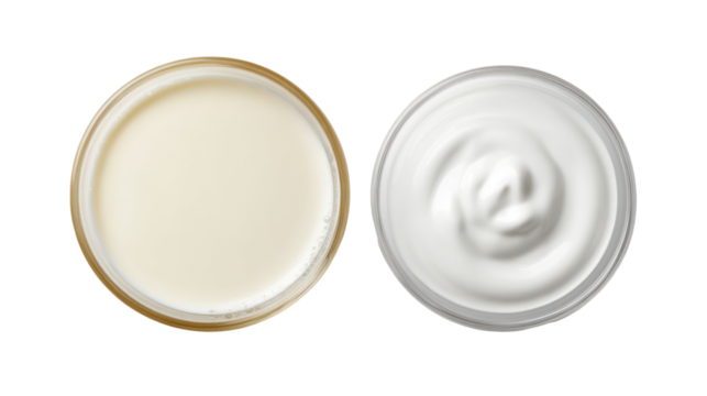 Two oval containers showing cream and lotion isolated on transparent background