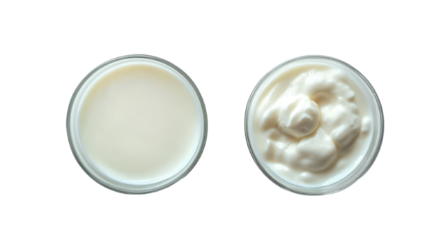 Two oval shells one empty and one filled with pearls isolated on transparent background