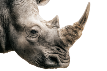 Rhinoceros Portrait: A close-up view captures the rugged textures and formidable horn of a majestic rhinoceros, exuding strength and resilience.