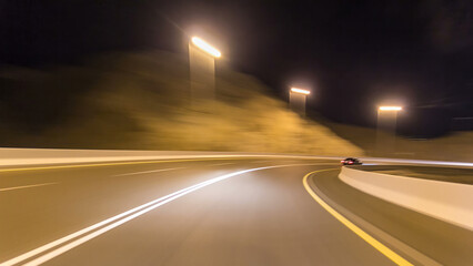 Curvy road through the Jebel Hafeet road timelapse hyperlapse, Al Ain, United Arab Emirates