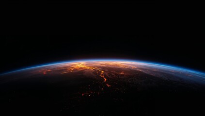 Obraz premium Celestial Glow. A Planetary View from the Edge of Space, Featuring Light and Dark Contrast.