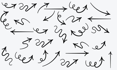 Hand Drawn Arrows Set in Doodle Style Direction Indicators Isolated Elements