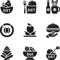 Healthy food icons with diet theme nutrition fruit