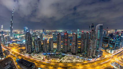 Dubai Sheikh Zayed Road day to night timelapse near Dubai Downtown Closer Look shows the density of...