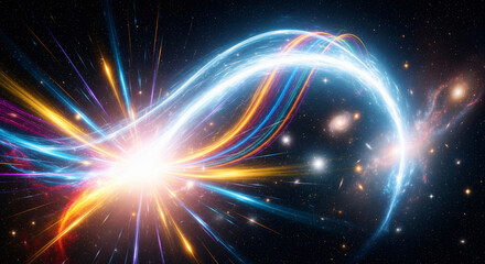 Massive Glowing Energy Wave Rising Through Cosmos with Aura and Ethereal Streams Symbolizing Flow of Universal Awakening JPG