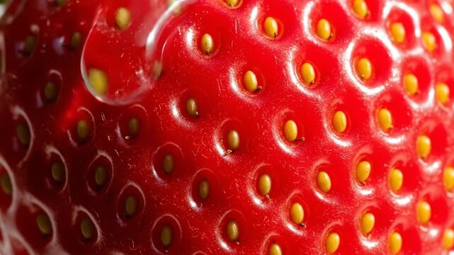 Closeup progression of fresh strawberry surface in vibrant detail