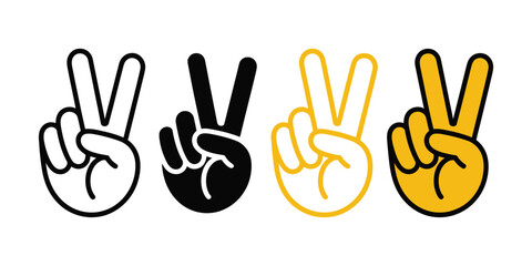 Obraz premium Peace sign hand gesture v victory or peace sign line art, vector icon isolated on white background, suitable for apps, websites, t-shirts, minimalist line design