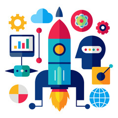 Future innovative digital artificial intelligence illustration digital art vector illustration 