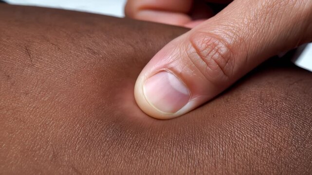 Finger Pushing Skin, Testing for Edema or Lymphedema in Close Up