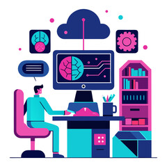 Future innovative digital artificial intelligence illustration digital art vector illustration 