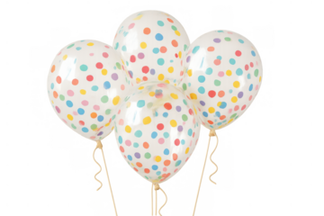 Bunch of transparent balloons with colorful confetti, celebrating special events, birthdays, and parties with joy