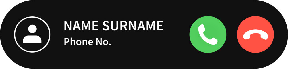 Call interface icon set. Chat, call, end call, user profile buttons. Incoming call, phone calling. Accept and Decline the call. Phone ring icon animation. Vector