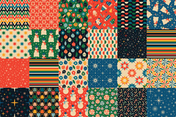 Retro vintage seamless geometric Christmas pattern
