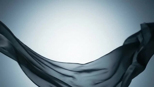 Minimalist white fabric wave floating in soft air, smooth texture and gentle gradient background, elegant motion.
