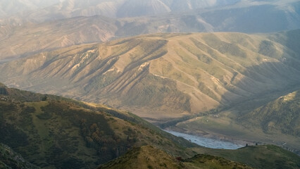 Fototapeta premium a river among the mountains. a mountain river. summer in the mountains