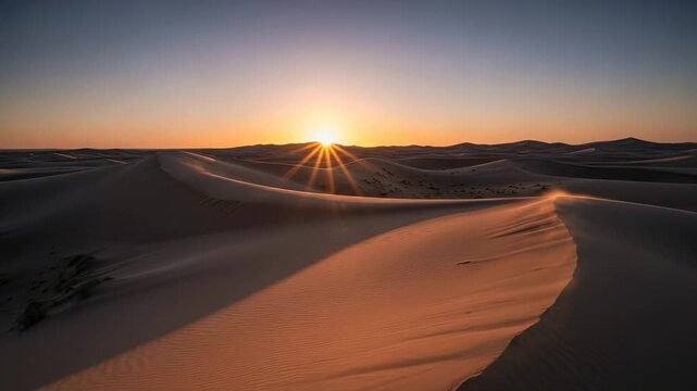 Golden Hour in the Desert - A Serene Landscape at Sunset.