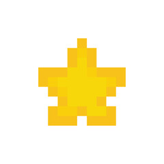 Obraz premium pixel star icon. Vector pixel art 8 bit logo for game