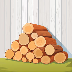 Pile of firewood beside wall