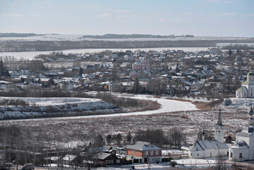 Suzdal, Russia, winter, aerial view