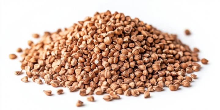 Grains of spices on white surface