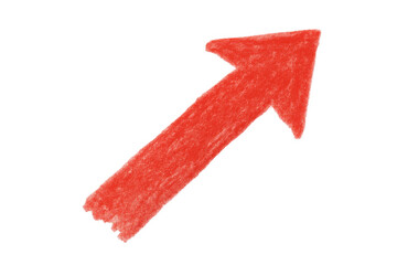 Red up arrow hand drawing increasing profit growth, moving forward, success, progress, and development concept