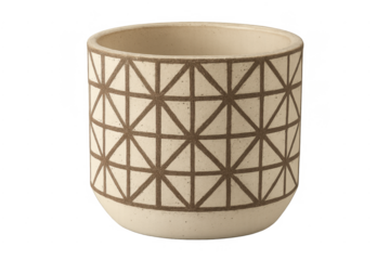 Ceramic planter pot with geometric triangle pattern