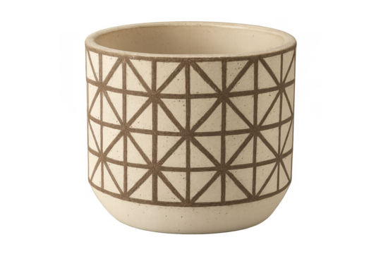 Ceramic planter pot with geometric triangle pattern