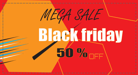 Black Friday sale yellow and red banner with text space .Sales promotion banner vector for black Friday sale .
