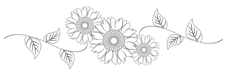 sunflower line art style vector.eps