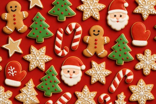 Festive Christmas cookie assortment.