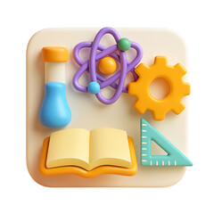 3d icon of science and education icons, 3d rendering