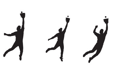Athlete reaching for ball silhouette