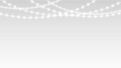 Garland glowing christmas festive bulbs and ribbons for winter holiday party.
