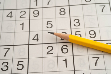 Sudoku puzzle, game to play for keep you brain younger for developing Alzheimer disease in senior patient.