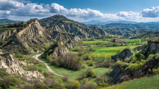 Basilicata s Aliano badlands on a sunny spring day